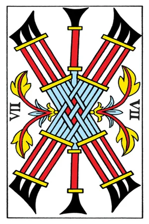 Significado da carta Sete de Paus - Tarot Grátis no Tarot Center Carta Sete de Paus no Tarot Center - Tarot Grátis