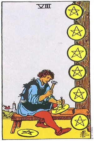 Significado da carta Oito de Ouros - Tarot Grátis no Tarot Center Carta Oito de Ouros no Tarot Center - Tarot Grátis