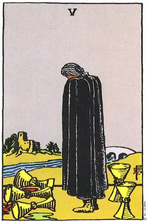 Significado da carta Cinco de Copas - Tarot Grátis no Tarot Center Carta Cinco de Copas no Tarot Center - Tarot Grátis