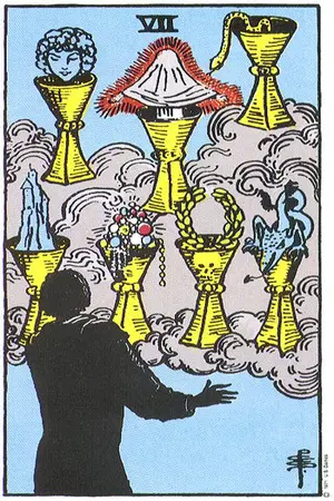 Significado da carta Sete de Copas - Tarot Grátis no Tarot Center Carta Sete de Copas no Tarot Center - Tarot Grátis