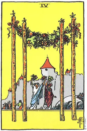 Significado da carta Quatro de Paus - Tarot Grátis no Tarot Center Carta Quatro de Paus no Tarot Center - Tarot Grátis